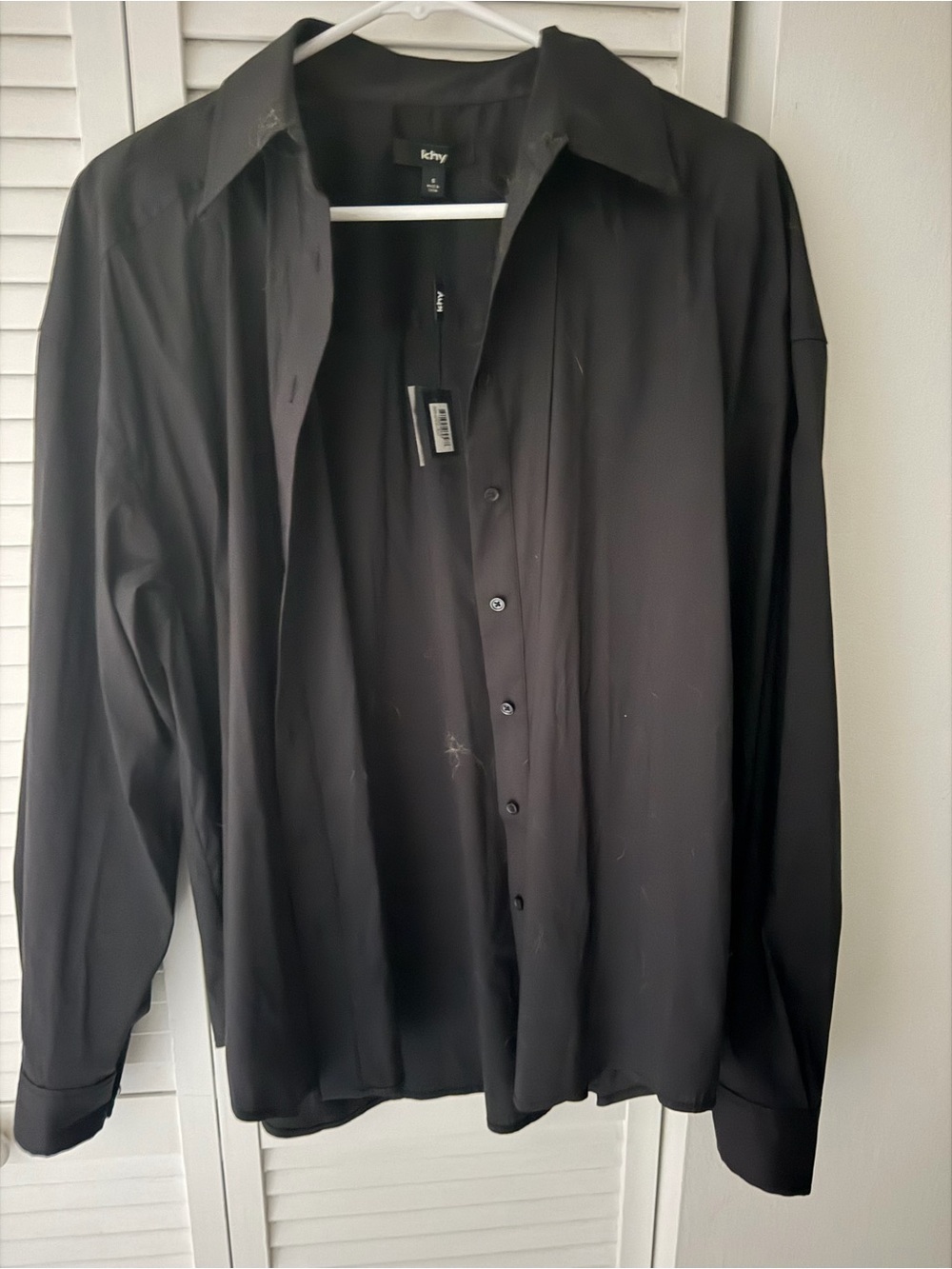 KHY by Kylie Jenner Black Oversized Button-Down Shirt, Size Small